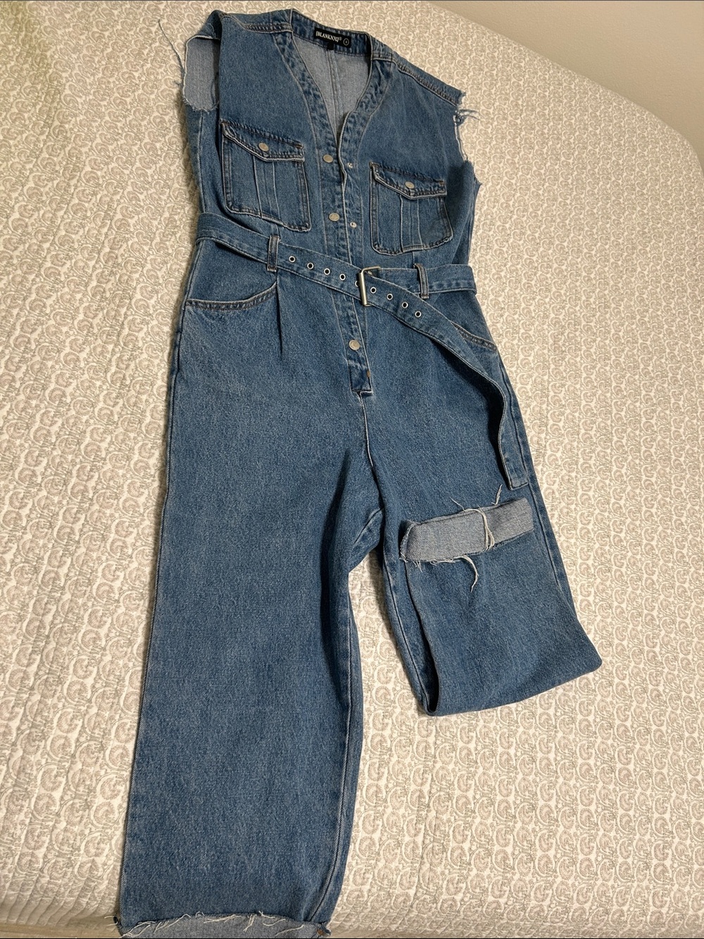 Blank NYC Denim Jumpsuit with Belt - Blue